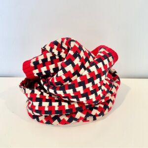 Red and White Chevron Knit Scarf
